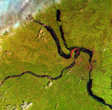 Image showing the extent of the flooding in Missouri during the record rains of 1993.