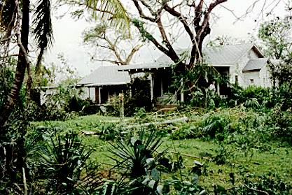 Image of a house showing damage from Hurricane Andrew.