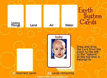 Image that says: Earth System Cards. This image links to the Flash online game. Please have someone assist you with this.