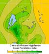 Image of a map that shows the annual precipitation in inches. This image links to a more detailed image.