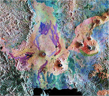 Image of a 1975 MSS image with lava flows.  Please have someone assist you with this.