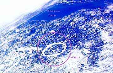 Image of the Manicouagan crater.  Please have someone assist you with this.