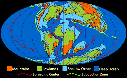 Image that shows the Earth during the Cretaceous period.  Please have someone assist you with this.