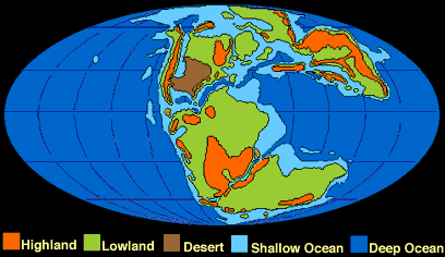 Image that shows the Earth during the Jurassic period.  Please have someone assist you with this.