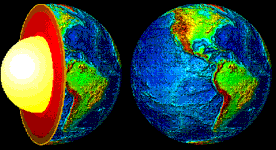Image of the full Earth and a cut-away Earth with the lithosphere exposed.  Please have someone assist you with this.