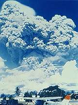 Image of a volcanic eruption.  This image links to a more detailed image.