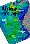 Image showing the African Rift Zone.  This image links to a more detailed image.