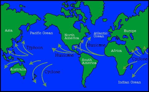 Image which shows the map of the world and the Occurrence and Typical Paths Around the World.  Please have someone assist you with this.