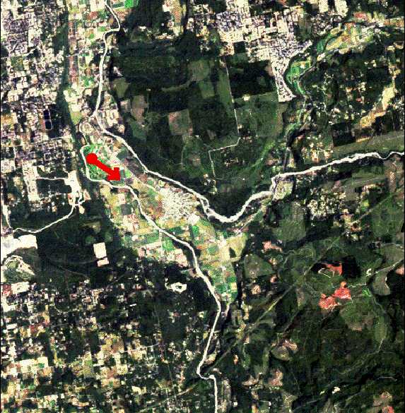 Image showing the enlargement of area shown in Orting aerial photograph.  Please have someone assist you with this.