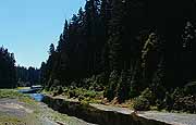 Image of the Klamath River in northern California during the summer.  This image links to a more detailed image.