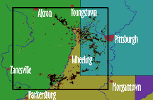 Image of a composite showing how the agricultural areas around Rio Branco compare with the area around Wheeling, WV (the home of ETE).  This image links to a more detailed image.