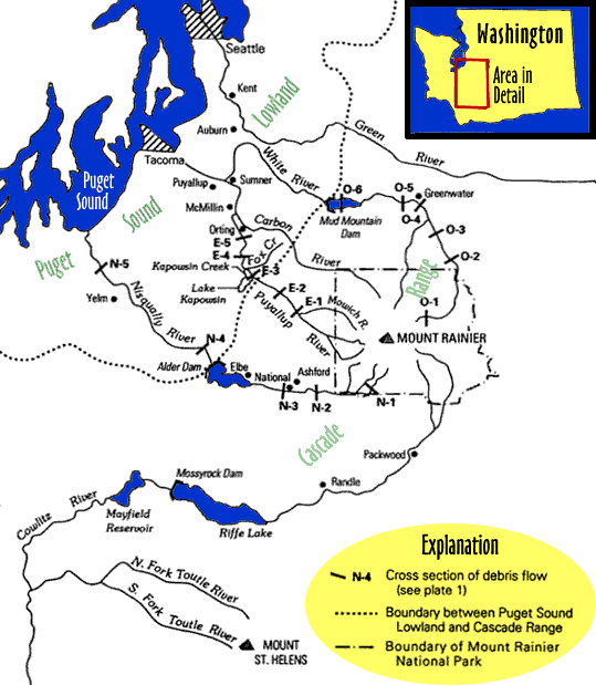 Image of a map of the Rainier-Tacoma Region.  Please have someone assist you with this.