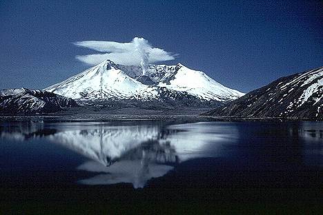 Image of Spirit Lake and Mount St. Helens on May 18, 1982.