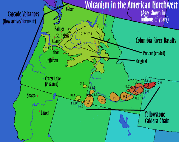 Image of the Yellowstone "Hot Spot" map.  Please have someone assist you with this.