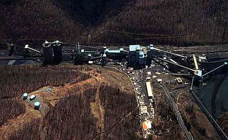 Image showing an aerial view of an active deep mine.