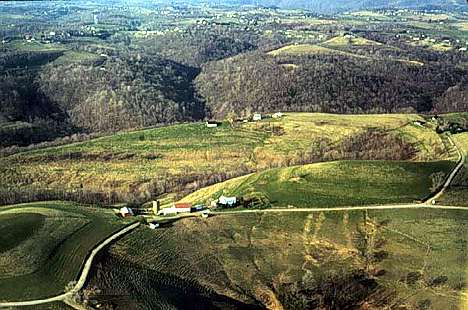 Image showing an aerial view of a dairy farm in the upper Wheeling Creek watershed. 
