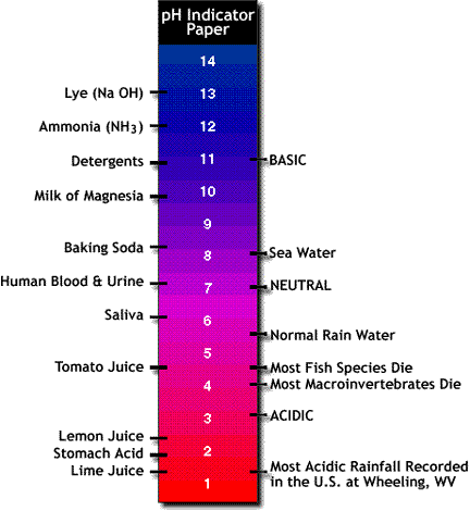 Image of a graph that displays a pH Indicator paper.  Please have someone assist you with this.