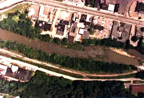 Image of lower Wheeling Creek site a: 12.0 kilometers upstream of the Ohio River at Elm Grove, WV.