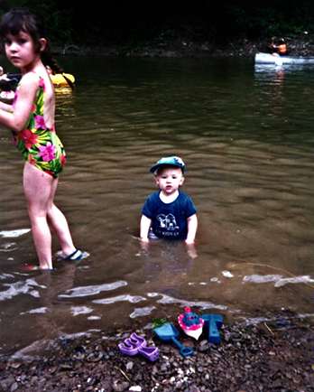 Image of some children playing in Big Wheeling Creek.