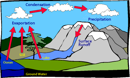 Image of a diagram showing that water can exist in three different forms.  Please have someone assist you with this.