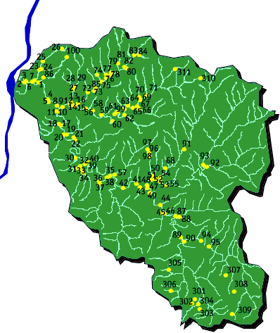 Image showing the permanently flowing streams in the Wheeling Creek watershed.