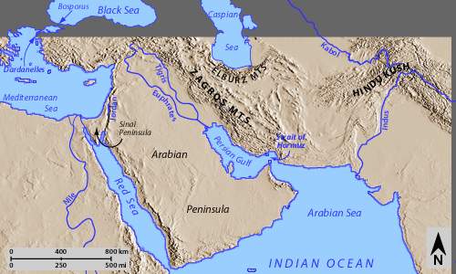 middle east map rivers