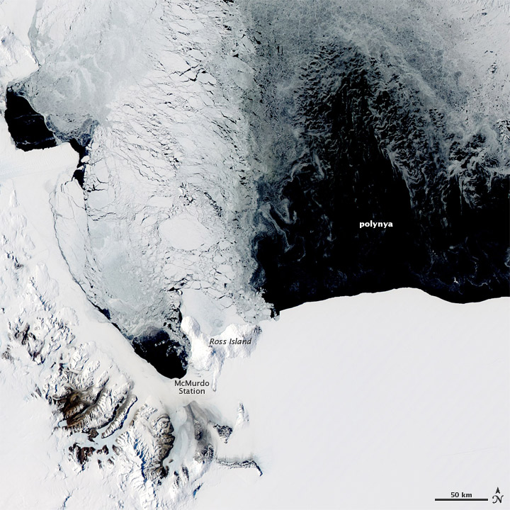 Polynya off Antarctic Coast