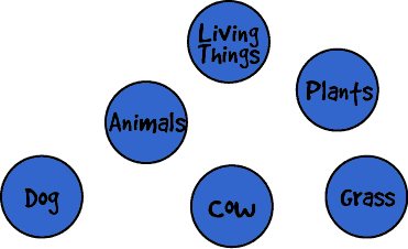 Image of a concept map with six nodes that are not connected.  Please have someone assist you with this.