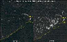 Image of the Biomass Burning in India-DMSP Nighttime OLS Visible Imagery.  This image links to a more detailed image.