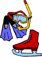 Image of some scuba gear and an iceskate.