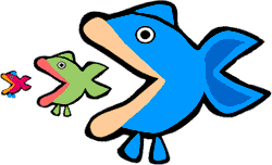 Image of a large fish which is about to eat a medium sized fish which is about to eat a small fish.