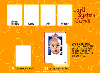 Image that says: Earth System Cards.  This image links to the Flash online game.  Please have someone assist you with this.