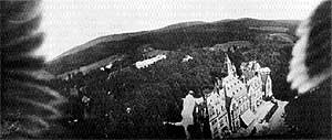 Image of a castle taken by one of the pigeon-mounted cameras.