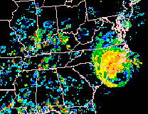 Image of Hurricane Fran off the East Coast of the United Sates on September 5, 1996.