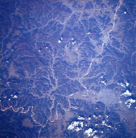 Image showing a section of the central highlands around the South Korean city of Taegu.  Please have someone assist you with this. 