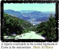 Image of a typical countryside in the central highlands of Korea in the summertime.