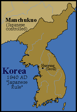 Image of Korea during the Japanese Rule in 1940 AD.  Please have someone assist you with this.