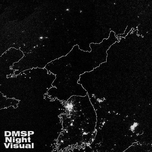 Image of the DMSP Night Visual of Korea.  Please have someone assist you with this.