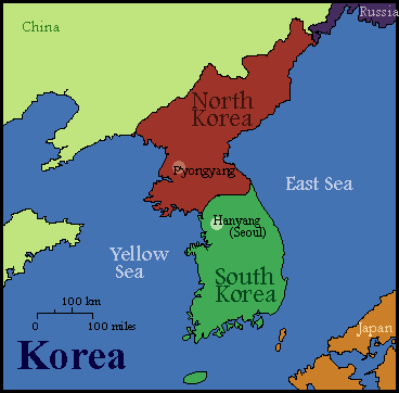 Image of a map of Korea.