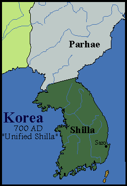 Image of Korea during the Unified Shilla in 700 AD.  Please have someone assist you with this.