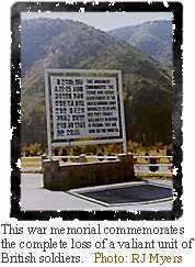 Image of a war memorial commemorating the complete loss of a valiant unit of British soldiers.