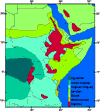 Image of a map that presents climate data for Central and East Africa.  This image links to a more detailed image.