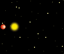 Animation showing an orbital change of a planet around a star.