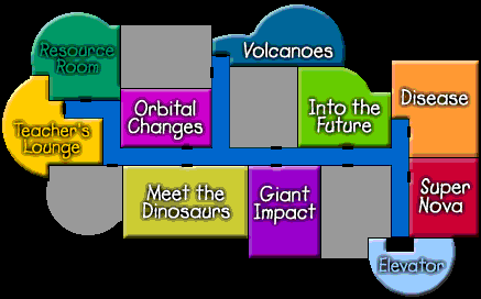 Image map of the Dinosaur Floor layout.  Please have someone assist you with this.