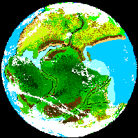 Image of the Earth during the Mesozoic Era.