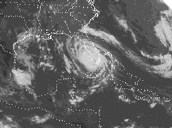 Image of a hurricane hitting the United States coast.