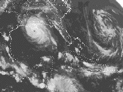 Image of a hurricane hitting the United States coast.