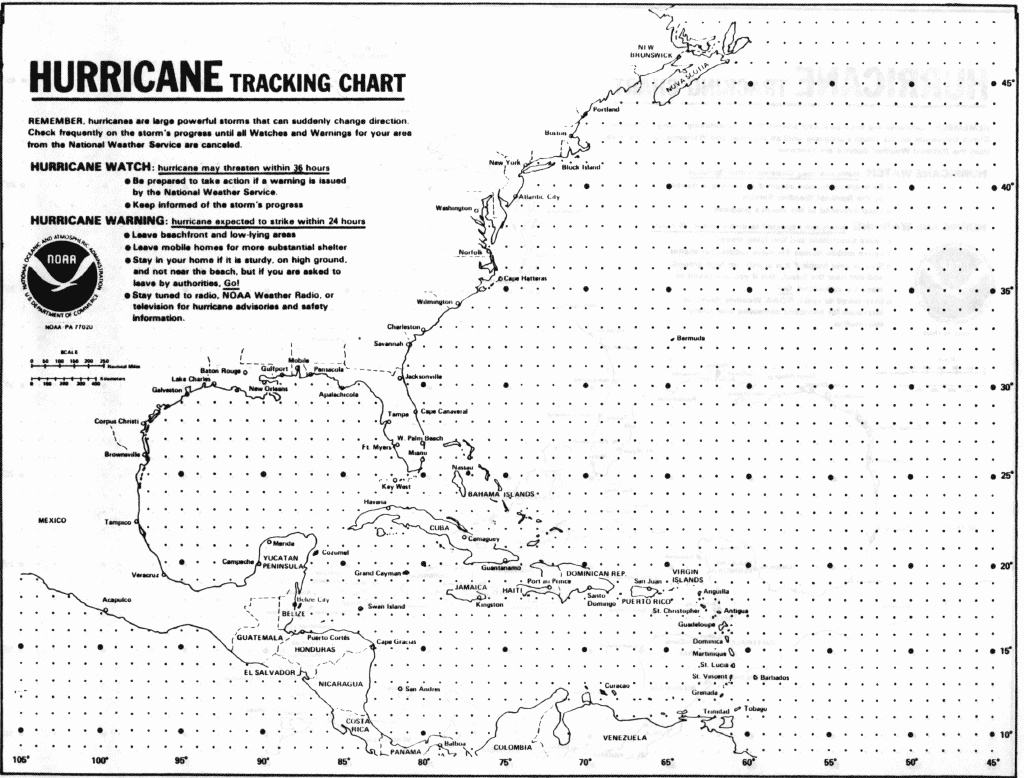 Printable Atlantic Hurricane Tracking Chart