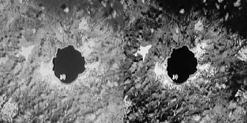 Image of two different pictures of Crater lake.