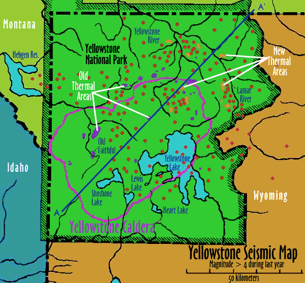 Image of the Yellowstone Seismic map.  Please have someone assist you with this.